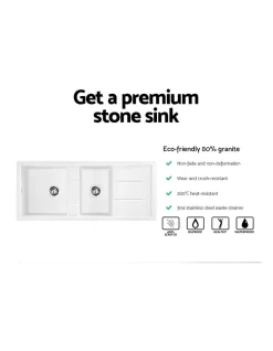 Stone Kitchen Sink 1160X500mm In White -Household Items Shop 925304050 5 720x928