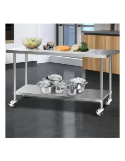 Commercial Stainless Steel Kitchen Bench Prep Table W/ Wheels 1829x76mm Silver -Household Items Shop 925307920 3 720x928