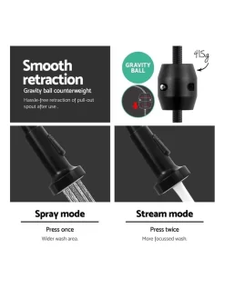 Wels Pull Out Kitchen Tap In Black -Household Items Shop 925311610 7 720x928