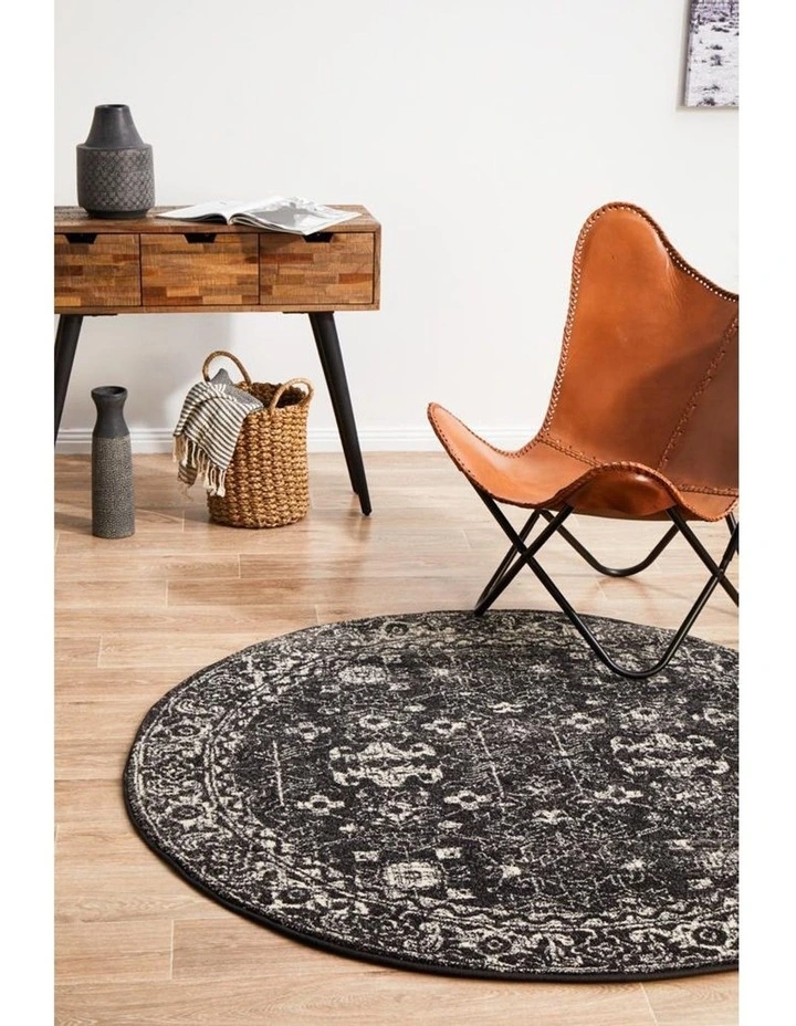 Evoke Estella Charcoal Transitional Round Rug 5 Evoke Estella Charcoal Transitional Round Rug - Image 3