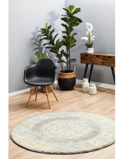 Century 944 Grey Round Rug -Household Items Shop 926422120 3 720x928