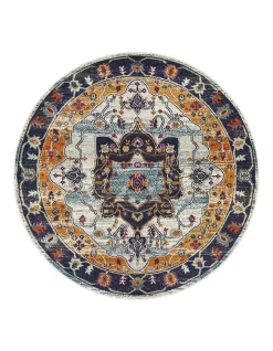 Babylon 201 Rust Round Rug In Multi