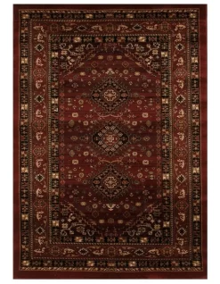 Istanbul Collection Traditional Shiraz Design Rug In Burgundy Red