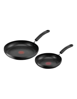 Tefal Specialty Hard Anodised Non-Stick Twin Pack Frypan Set 20/26cm In Black