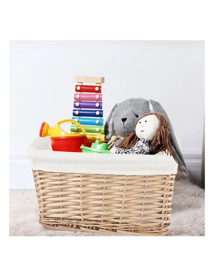 Wicker Storage Baskets With Liner Set 4 Piece 4 Wicker Storage Baskets With Liner Set 4 Piece - Image 2