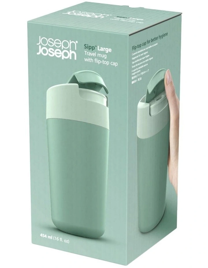 Joseph Joseph Sipp Travel Mug Large 454ml In Green 4 Joseph Joseph Sipp Travel Mug Large 454ml In Green - Image 2