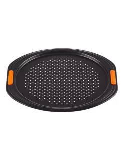 Le Creuset Toughened Non Stick 33cm Pizza Tray In Black