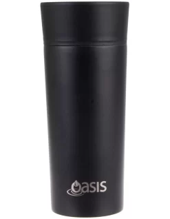 Oasis Stainless Steel Double Wall Insulated Travel Mug 360ml In Black