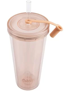 Oasis Double Wall Smoothie Tumbler With Straw 520ml In Peach -Household Items Shop 935002360 3 720x928