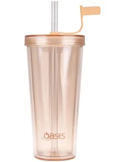 Oasis Double Wall Smoothie Tumbler With Straw 520ml In Peach -Household Items Shop 935002360 6 720x928