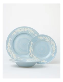 Australian Floral Mask 12 Peice Dinner Set In Blue