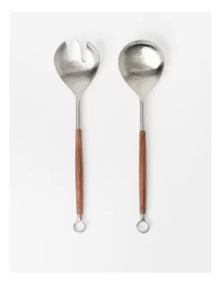 Alpha Hammered Salad Server Set Of 2 In Natural