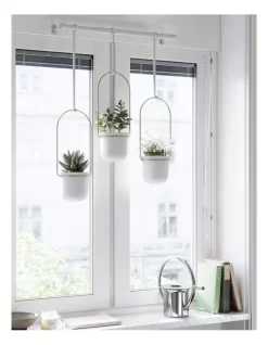 Umbra Triflora Hanging Planter In White/Brass -Household Items Shop 938046790 3 720x928