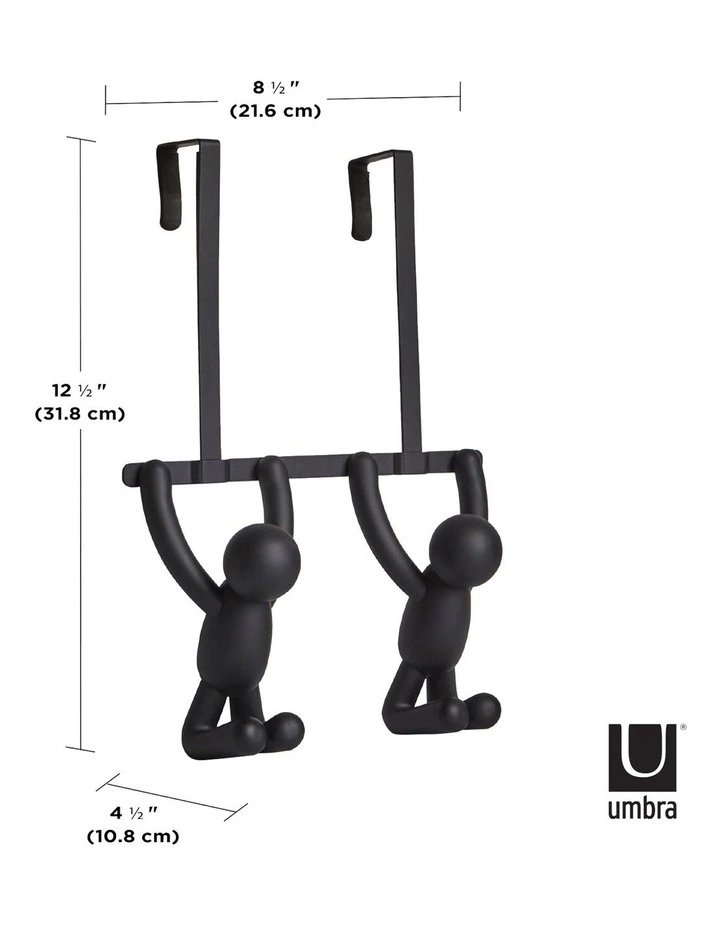 Umbra Buddy Over The Door Hook Double Hook 22 X 11 X 30cm In Black 4 Umbra Buddy Over The Door Hook Double Hook 22 X 11 X 30cm In Black - Image 2