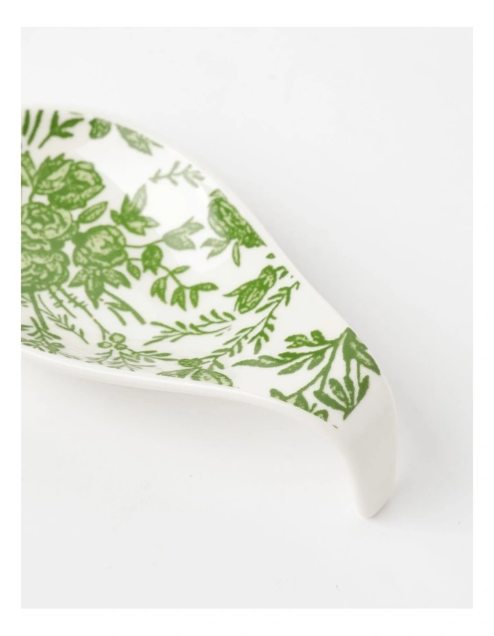 Heritage Garden To Table Floral Spoon Rest 14x7.5x3cm In Green 4 Heritage Garden To Table Floral Spoon Rest 14x7.5x3cm In Green - Image 2