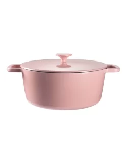 ID Pastels Cast Iron Casserole With Lid 28cm/5.9lt In Pink