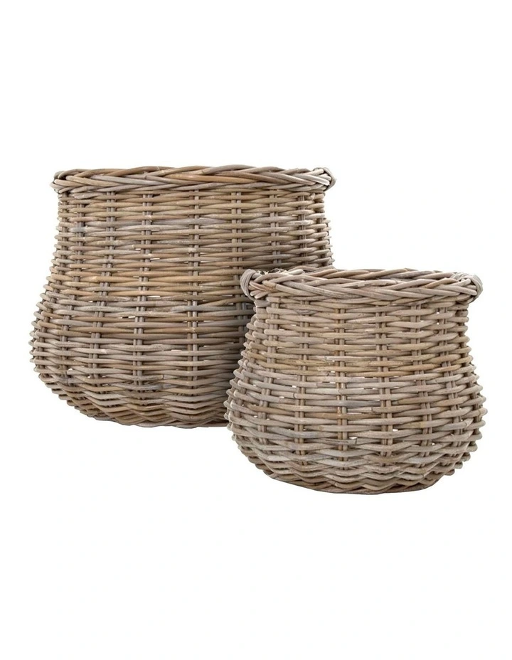 Cancun Baskets Set Of 2 In Brown/Grey 3 Cancun Baskets Set Of 2 In Brown/Grey
