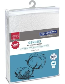Genesis Cotton Terry Waterproof Twin Pack Pillow Protectors