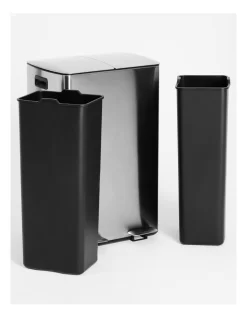 60L Dual Compartment Stainless Steel Pedal Bin In Silver -Household Items Shop 945895960 3 720x928