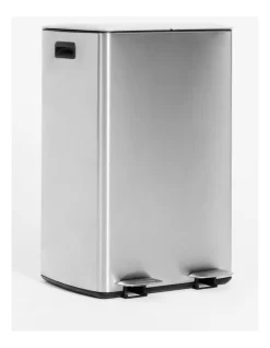 60L Dual Compartment Stainless Steel Pedal Bin In Silver -Household Items Shop 945895960 4 720x928