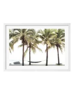 Profile Hammock And Palms Art Print A3 In White Frame Australian Made