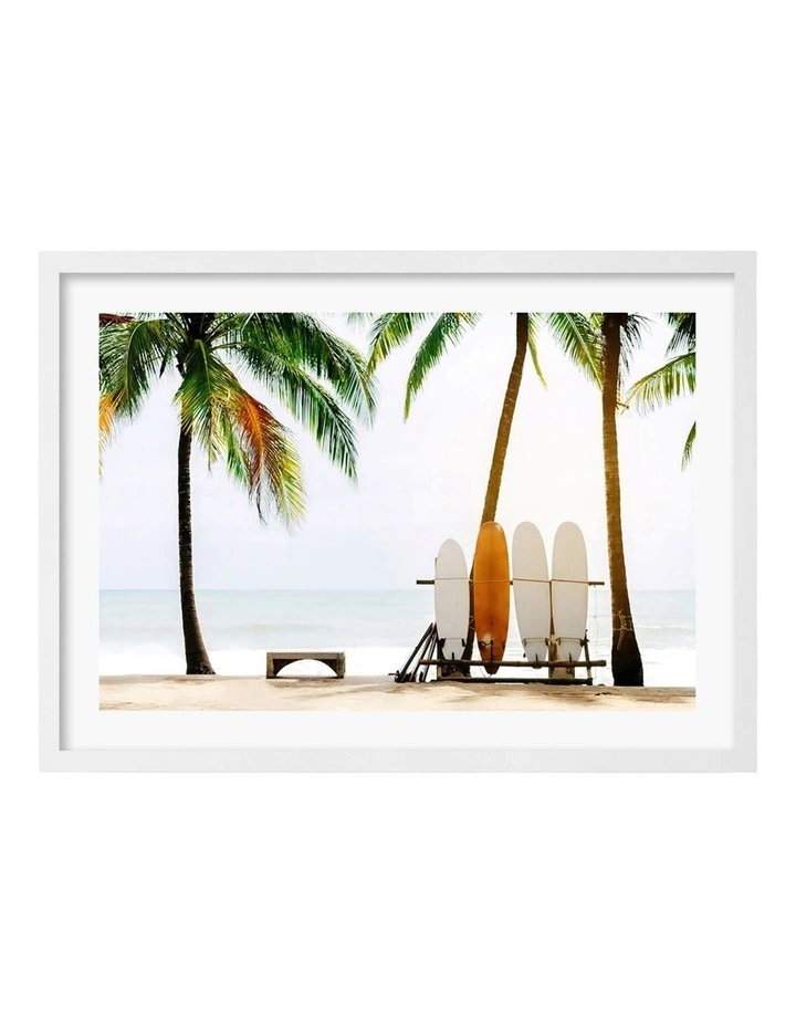 Profile Surfboards And Palms Art Print A2 In White Frame Australian Made 3 Profile Surfboards And Palms Art Print A2 In White Frame Australian Made
