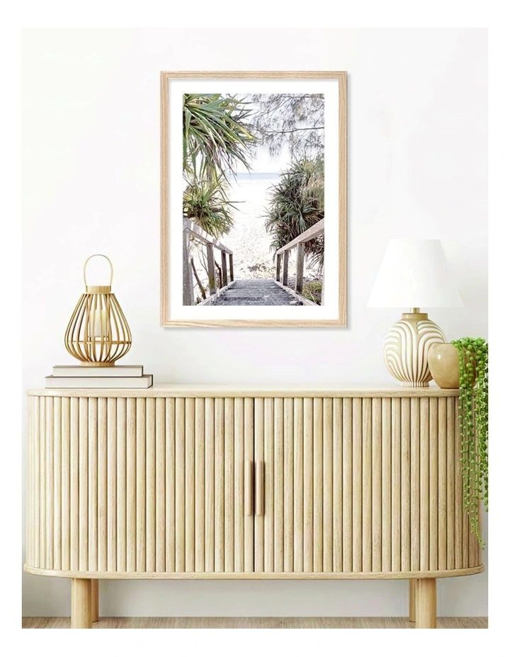 Profile Wategos Beach Stairs Art Print A2 In Natural Frame 5 Profile Wategos Beach Stairs Art Print A2 In Natural Frame - Image 3