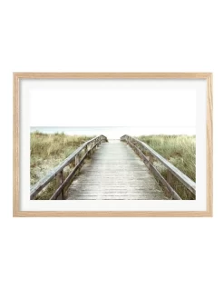 Profile Wooden Beach Path Art Print A2 In Natural Frame Australian Made