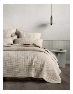 Reilly Stripe Bedcover In Dust