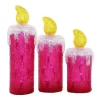 Acrylic Candles Set Of 3 In Pink/White