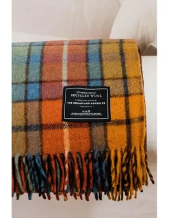 Heritage Collection Recycled Wool Scottish Tartan Blanket In Autumn