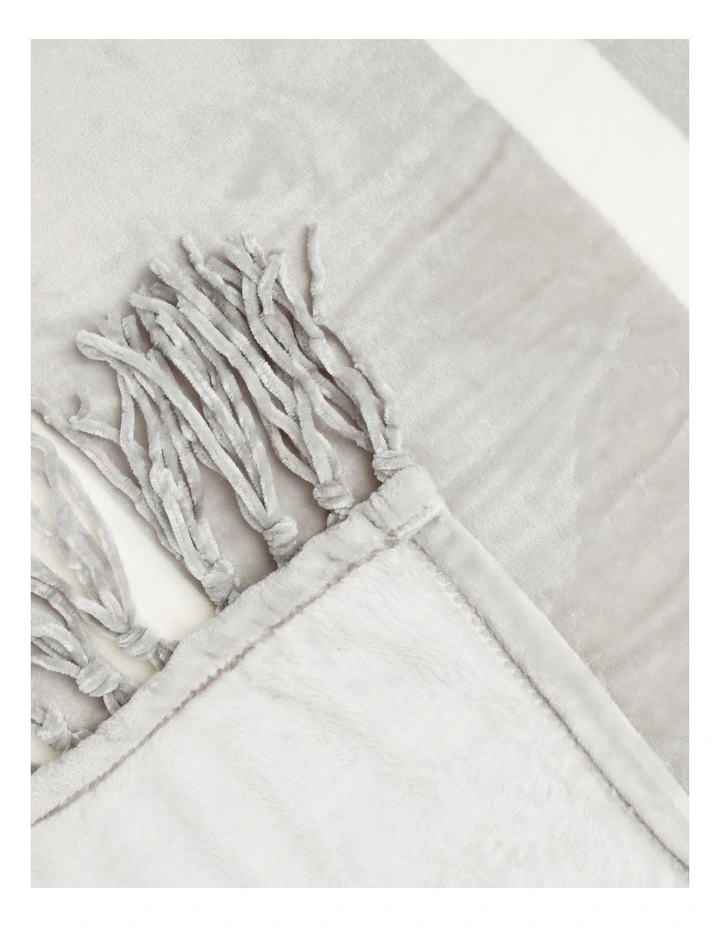 Heritage Chenille Fringe Blanket In Grey Stripe 5 Heritage Chenille Fringe Blanket In Grey Stripe - Image 3