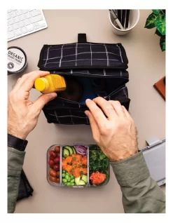 Freezable Lunch Bag In Black Grid -Household Items Shop 954138340 7 720x928