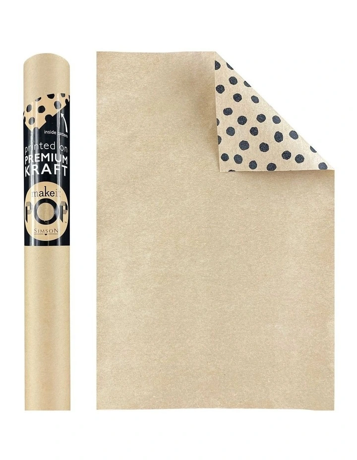 Simson Solid Kraft With Dotty Black Roll Wrap 3 Simson Solid Kraft With Dotty Black Roll Wrap