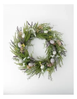 Faux Lavender, Vine & Egg Wreath 46cm In Multi