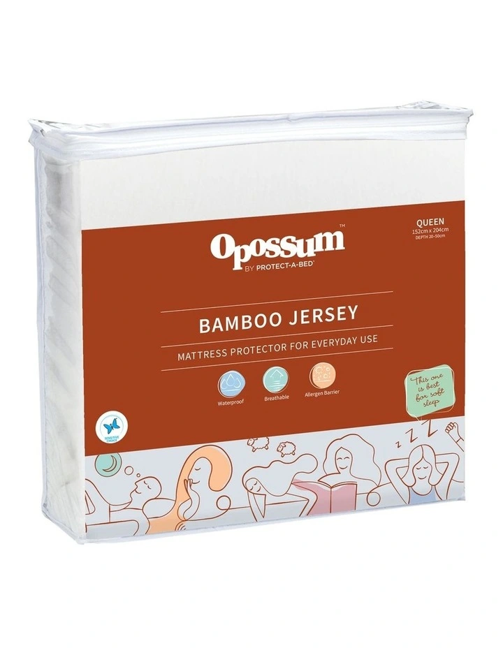 Bamboo Jersey Waterproof Fitted Mattress Protector In White 3 Bamboo Jersey Waterproof Fitted Mattress Protector In White