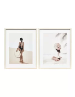 Shore Canvas Wall Art Framed Print Set Of 2 52cm In Multi