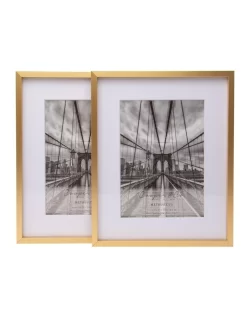 Premium Metallicus Metal Photo Frames 8x10 Matt To 5x7 Set Of 2 In Gold