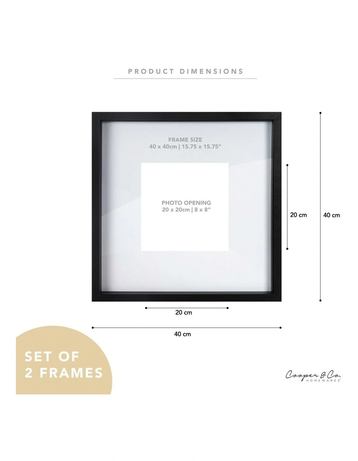 Set Of 2 40x40cm Mat To 20x20cm Shadow Box Photo Frames In Black 5 Set Of 2 40x40cm Mat To 20x20cm Shadow Box Photo Frames In Black - Image 3