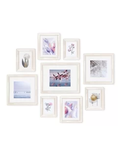 Premium Solid Wood 9 Piece Wall Frame In White