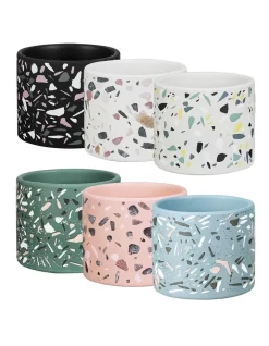 Terrazzo Pots Set Of 6 In Multi