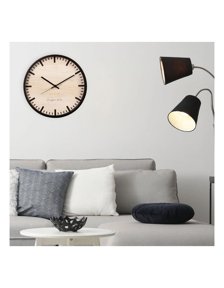 Solomon Silent Movement Round Wall Clock 35cm In Black 4 Solomon Silent Movement Round Wall Clock 35cm In Black - Image 2