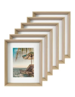 Premium Gallery Photo Frame Set 20x25cm Mat To 13x18cm 6 Pack In Oak
