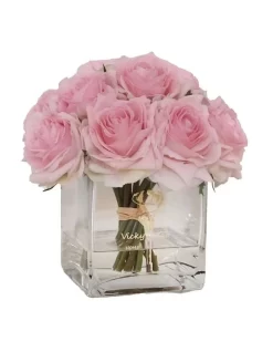 Real Touch Luxury Faux Baby Pink Rose Arrangement With Fake Water