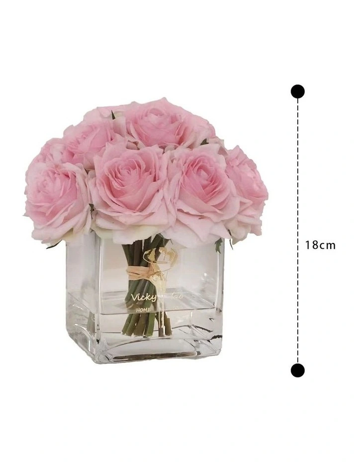 Real Touch Luxury Faux Baby Pink Rose Arrangement With Fake Water 4 Real Touch Luxury Faux Baby Pink Rose Arrangement With Fake Water - Image 2