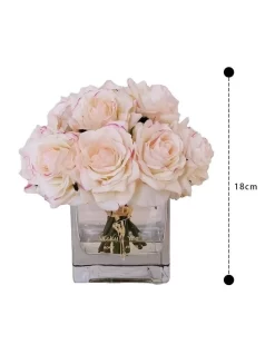 Real Touch Luxury Faux Champagne Pink Rose Arrangement With Fake Water -Household Items Shop 955203580 2 720x928