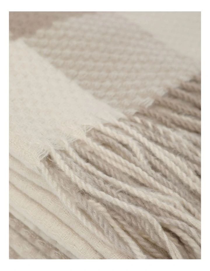 Heritage Winter Check Blanket In Beige 4 Heritage Winter Check Blanket In Beige - Image 2