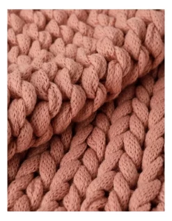 Chunky Knit Throw 130x180cm In Pink 7 Chunky Knit Throw 130x180cm In Pink -Household Items Shop 957464740 3 720x928