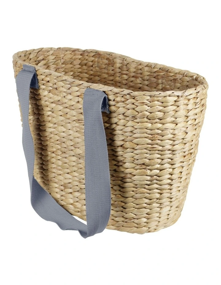 Hyacinth Bags Jumbo Tote Basket With Powder Blue Handles In Brown 4 Hyacinth Bags Jumbo Tote Basket With Powder Blue Handles In Brown - Image 2