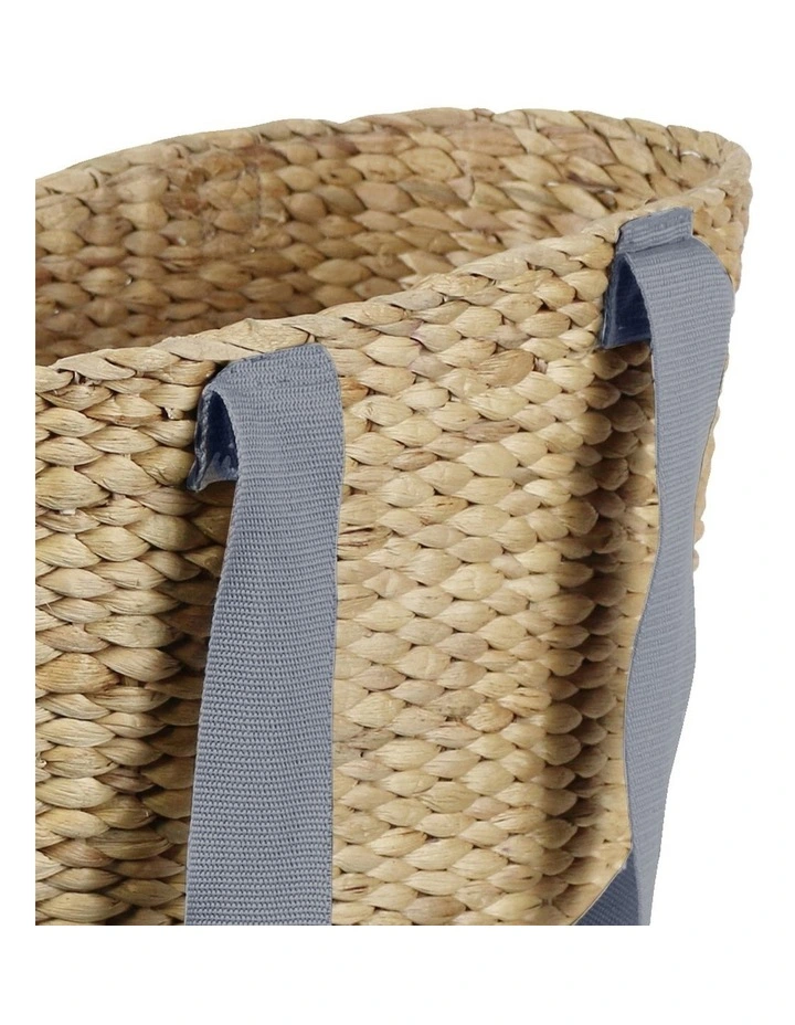Hyacinth Bags Jumbo Tote Basket With Powder Blue Handles In Brown 5 Hyacinth Bags Jumbo Tote Basket With Powder Blue Handles In Brown - Image 3